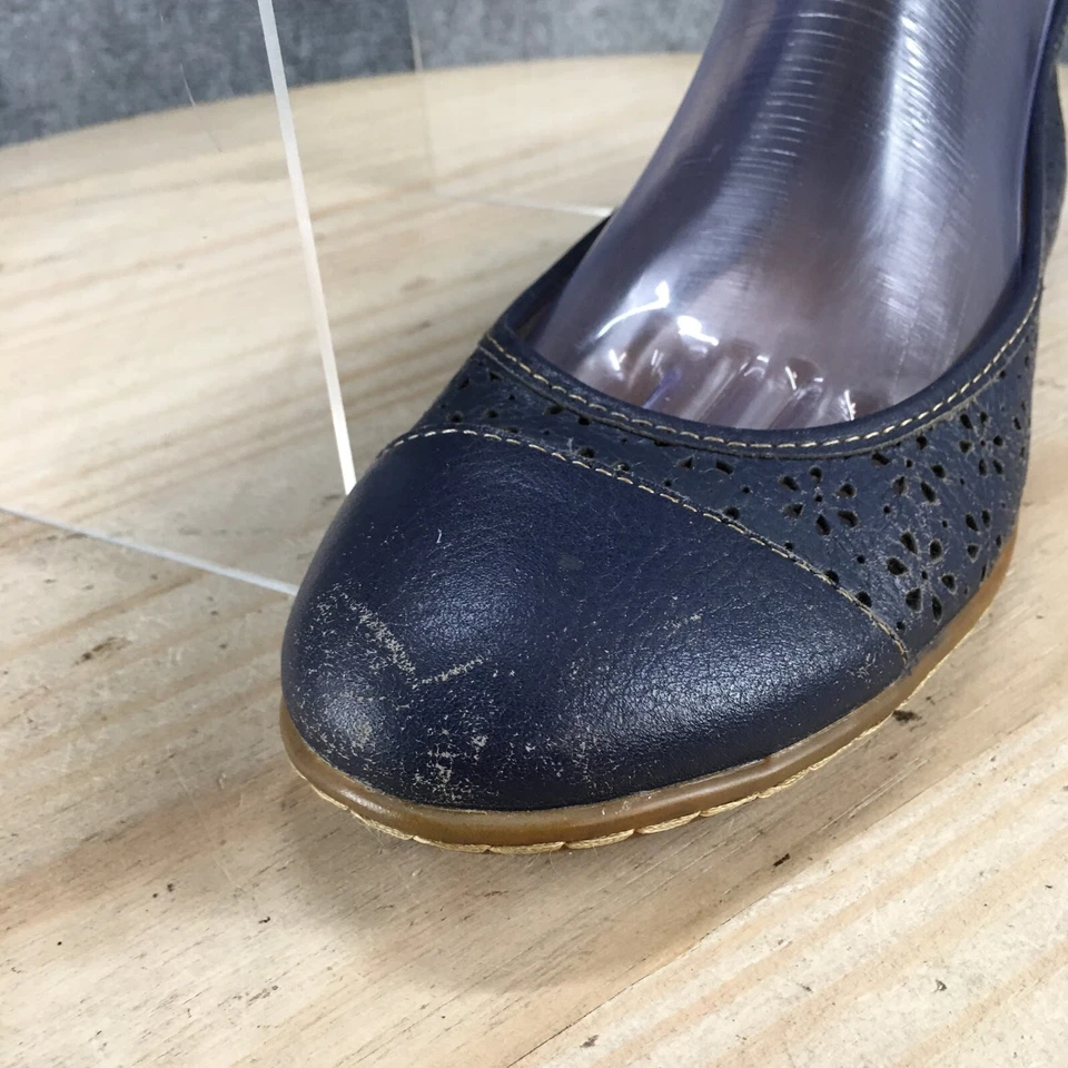 Zapatos Softspots para mujer 9,5 M recortados ballet planos cuero azul informales cómodos Foto 4 de 4