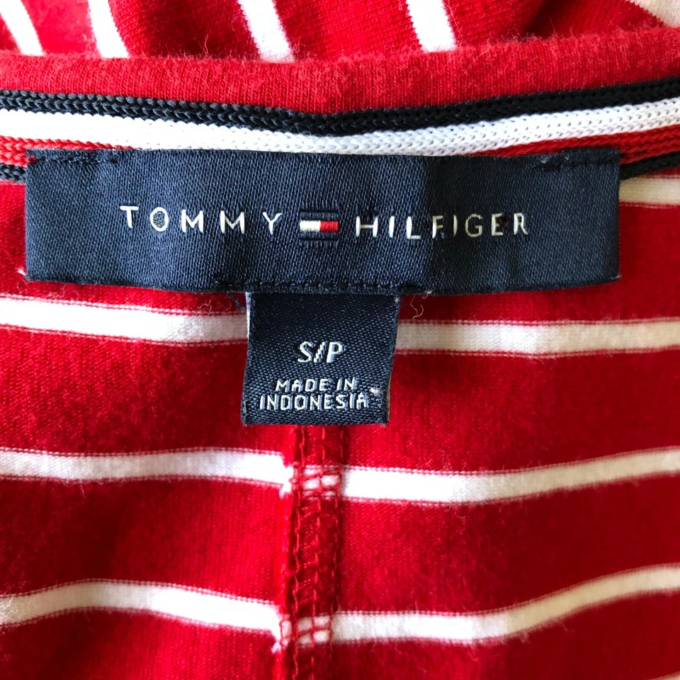 Maxi Vestido Tommy Hilfiger Rojo Blanco a Rayas Talla S Sin Mangas Elastizado Abertura AE Foto 2 de 4