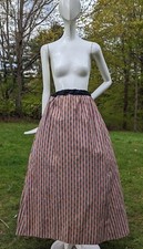 VICTORIAN 19TH C BEAUTIFUL STRIPED COTTON SKIRT W DRAWSTRING WAIST 