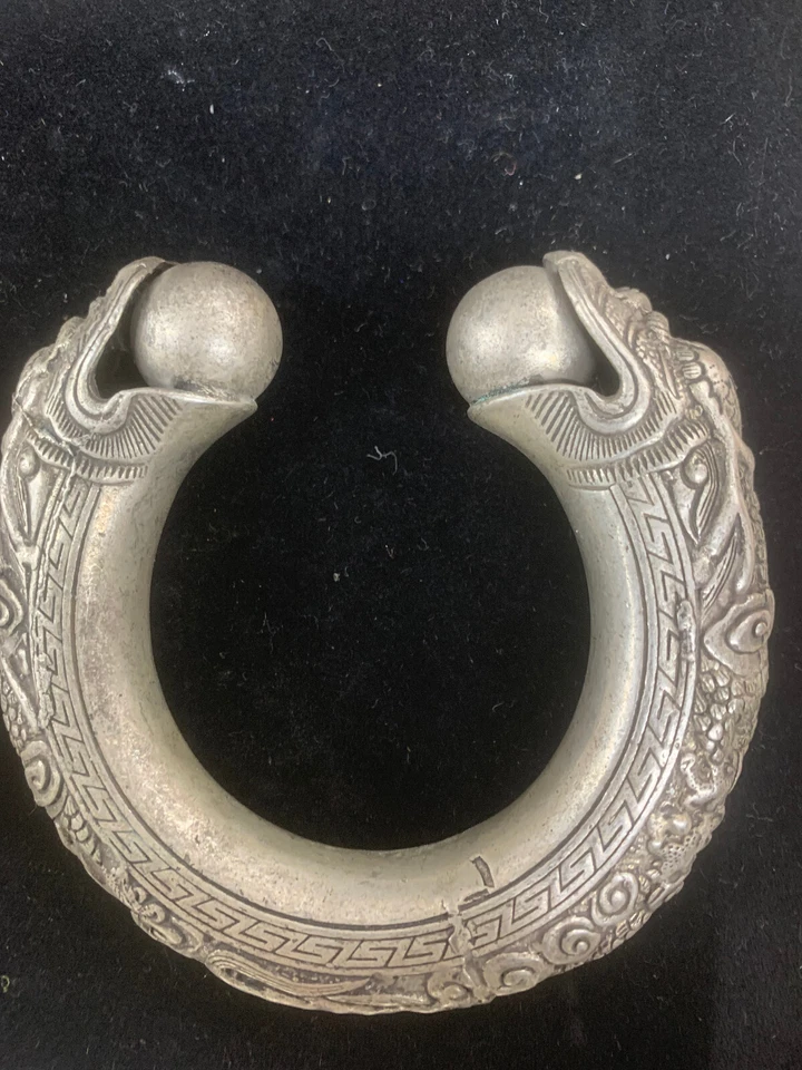 2 piezas pulseras brazalete grandes de plata tibetana hechas a mano *2 dragones*!!!! Foto 2 de 4