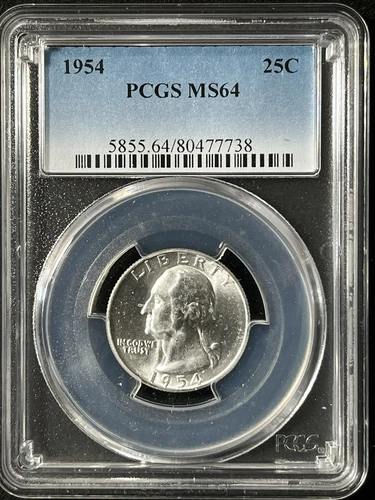 1954  25C Washington Quarter Dollar PCGS MS64   80477738