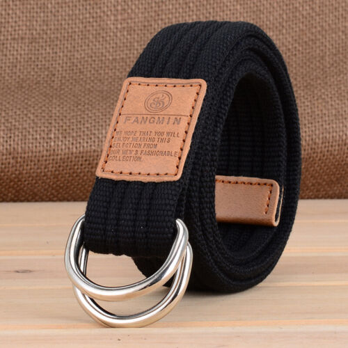 Cinturón táctico trenzado unisex de lona doble anillo hebilla cinturón informales de nailon - Imagen 8 de 29