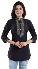 Women Black  Party Dress Ethnic Kurti Tunic Kurta Casual Top Shirt Kurta BD431