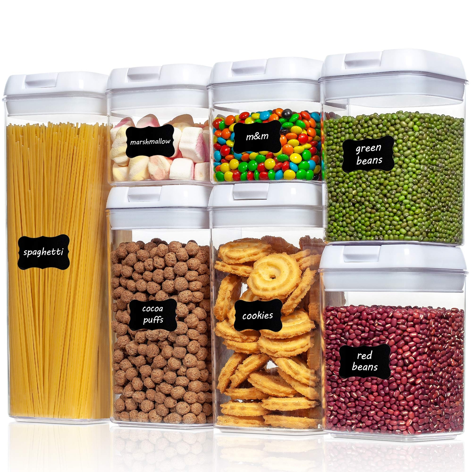Airtight 7-Piece BPA-Free Plastic Food Storage Containers with Lids for Cereal & Dry Goods