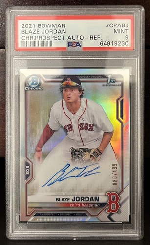 2021 Bowman Chrome Refractor Auto BLAZE JORDAN 1st 080/499 - Red Sox - PSA 9 - 第 1/2 張圖片