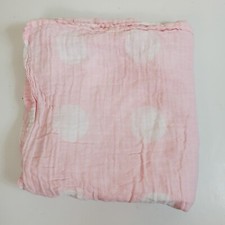 Cloud Island Baby Muslin Swaddle Blanket Pink White Big Polka Dot Circles