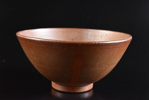 T6130: Japanese Old Bizen-ware Youhen pattern TEA BOWL Green tea tool