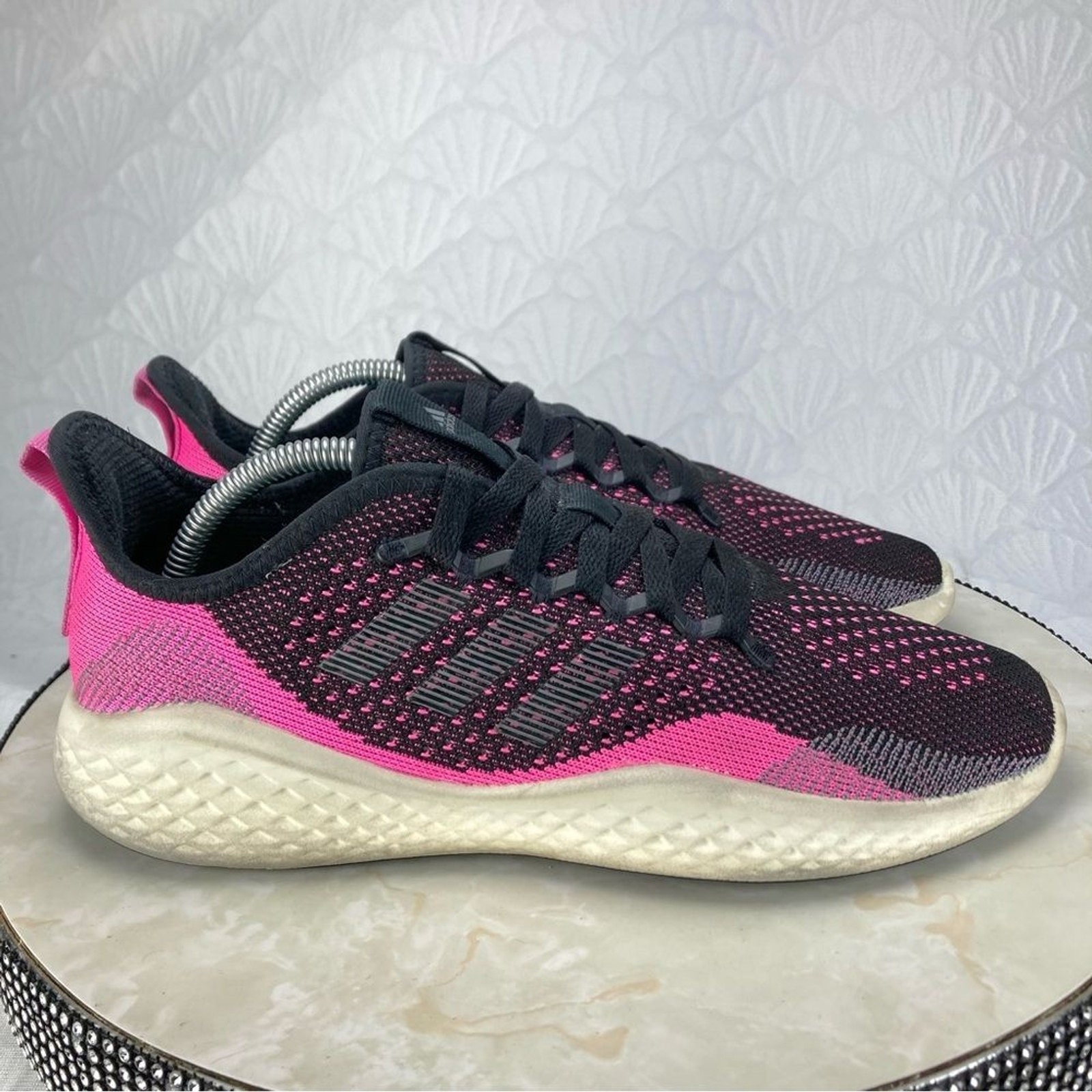 Adidas Sneakers Women 9.5 Black Pink Fluidflow 2.0 Athletic Workout Running Shoe Adidas Sneakers Women 9.5 Black Pink Fluidflow 2.0 Athletic Workout Running Shoe