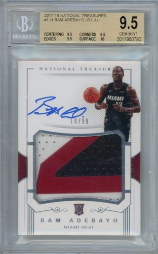2017-18 Panini National Treasures Rookie Patch Auto #114 Bam Adebayo /99 BGS 9.5