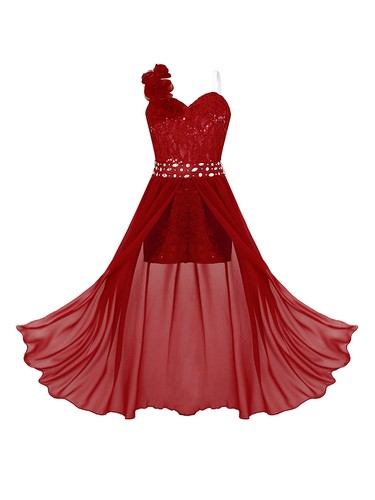 Kids Girls Sequin Pageant Prom Ball Gowns High Low Chiffon Wedding Party Dress - Picture 15 of 78
