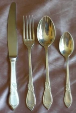 Fourchette Cuillère soupe & café argent massif titre 3 (800) & couteau lame inox