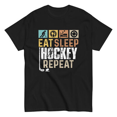 Eat Sleep Hockey Repeat funny retro vintage Unisex classic tee