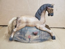 Antique Wooden Carved Carousel Horse Doll Size Paint Decorated Folk Art Pony art