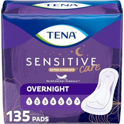 Tena Sensitive Care Overnight Incontinence Pads Nighttime Protection 100 Brea...