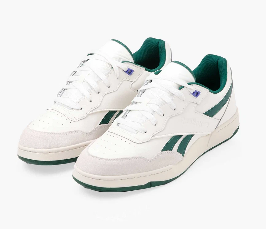 Reebok BB 4000 II Leather Suede Cloud White Chalk Dark Green