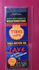 1930's Super Shell Gasoline Matchbook Match Cover