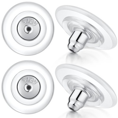 12mm Big Earring Backs, 4pcs/2pairs, Locking, Sterling Silver & 18K Gold Plat...