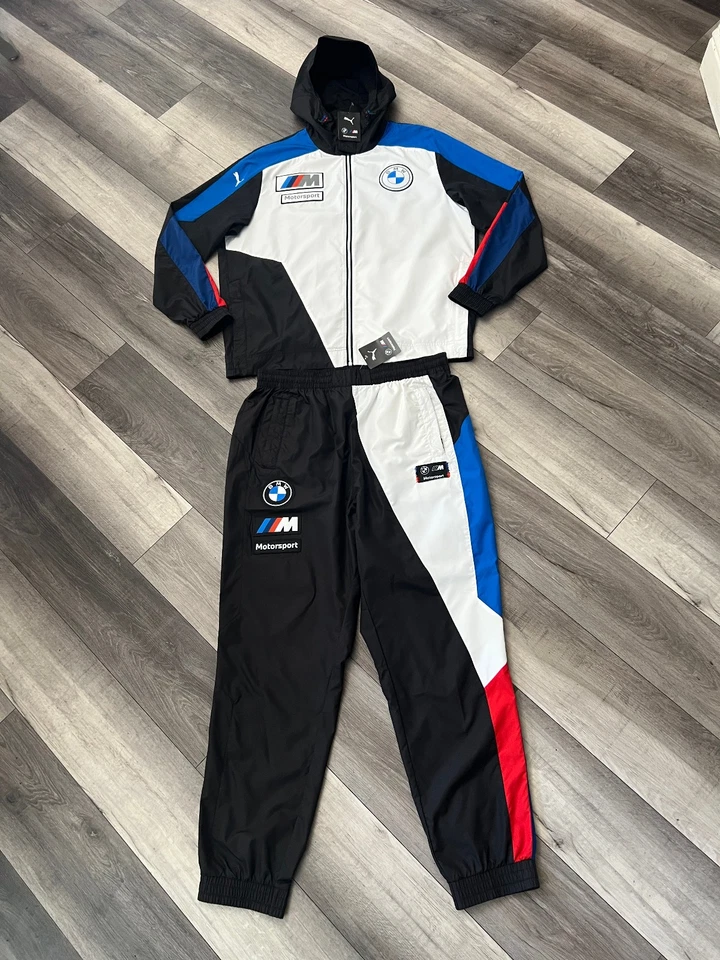 Puma BMW Motorsports Men's 2 Piece Tracksuit Black and White Windbreaker Size M - Image 3 of 4