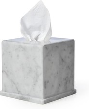 Natural Marble Tissue Box Cover, Carrara White 6INCH-CUBE, Carrarawhite