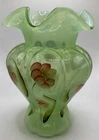 Fenton Opalescent Glass Seafoam Green Ruffle Edge Floral Vase 7”x5”. 13