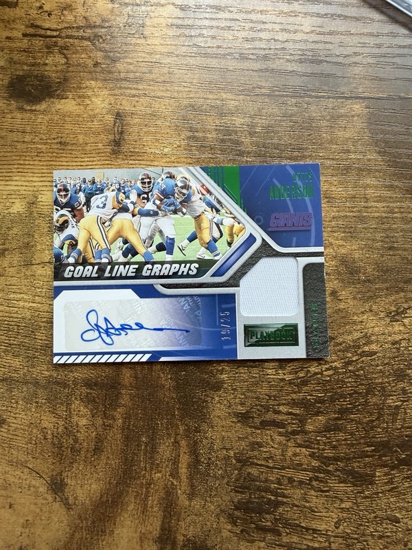 Otis Anderson Patch Auto #GLG-OAN 2021 Panini Playbook Goal Line Graphs Blue /25