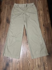 Ann Taylor LOFT Wide Leg Khaki Pants Cotton Twill Flat Front Pockets Women 10