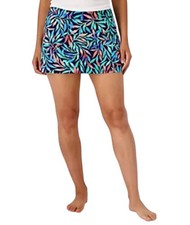 Lands End Swim Skirt Women s 16 Navy Leaves A...