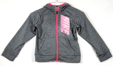 Nike Girl's Pink And Gray Dri-FIT Full Zip Hooded Jacket - M 5-6yrs