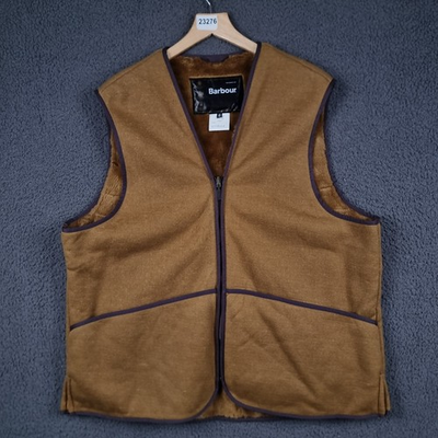 #ad BARBOUR Warm Pile Lining Mens 48 Brown Waistcoat Zip In Liner Fleece Acrylic GBP 59.90