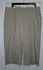 Pebble Tan EILEEN FISHER Wide Leg Organic Cotton Stretch Poplin Ankle Pants XL