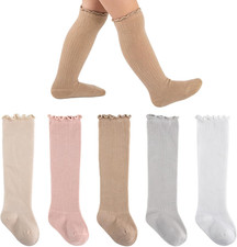 Baby Knee High Socks Girls Newborn Toddlers Cotton Long Tube Ruffle Socks Infant