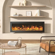 Wall Mounted Electric Fireplace Heater with Remote LED Flames Black 1800W