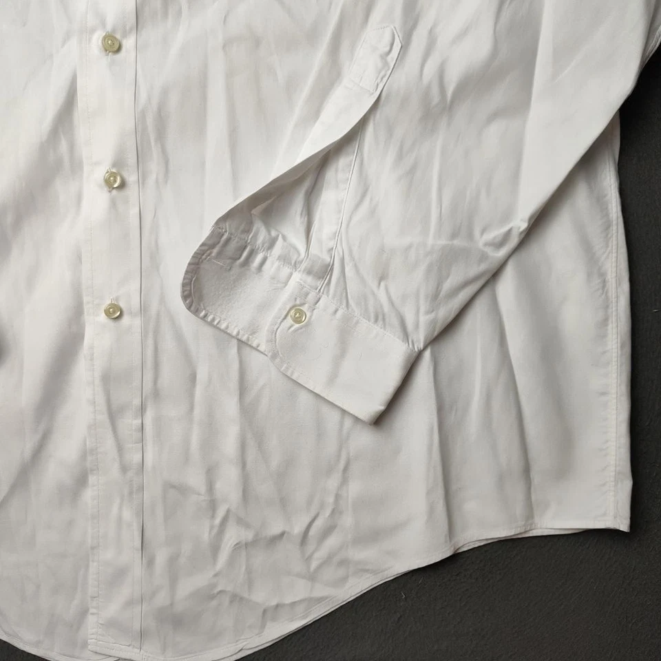 Brooks Brothers Shirt Mens 17 35 White Oxford Button Down Long Sleeve Made USA - Image 4 of 4