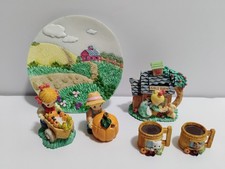 Vintage 1997 Precious Moments Country Lane Apple Barn Miniature Tea Set Figurine