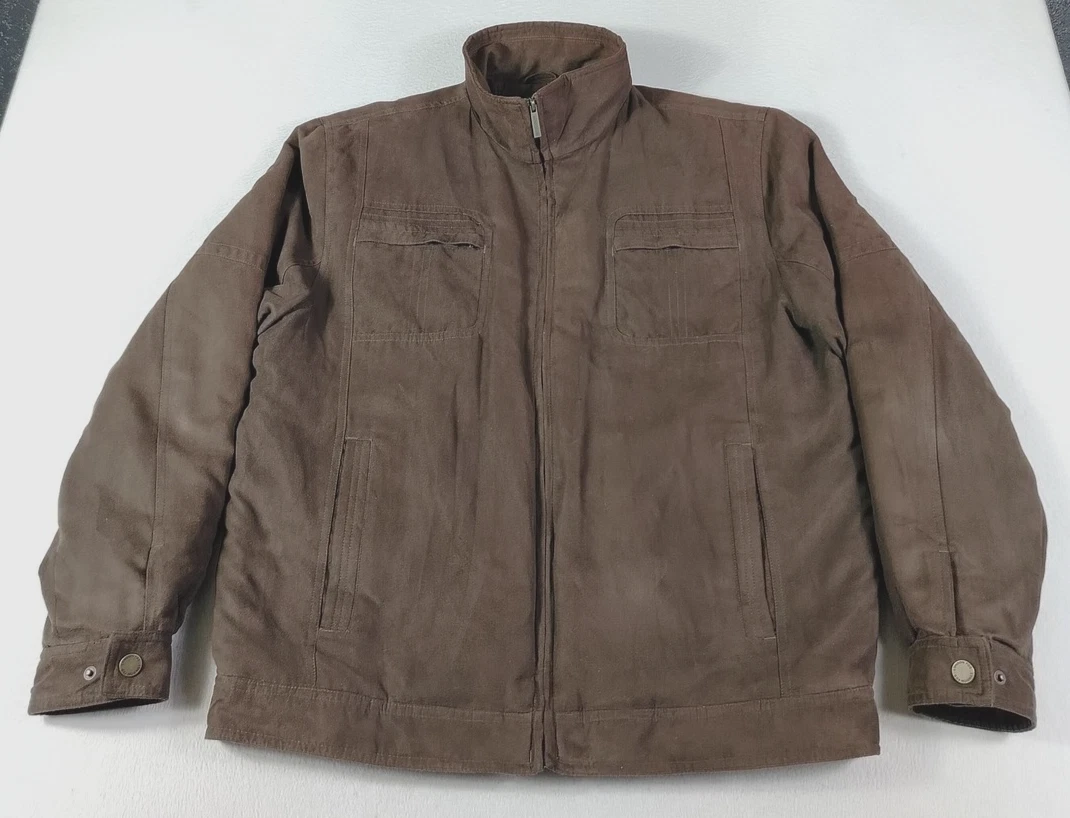 London Fog Jacket Mens Large Brown Microfiber Bomber Lined Insulated Winter
Opens in a new window or