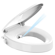 Raised Bidet Toilet Seat Elongated 18.5"   Soft Close, Dual Self-Cleaning Noz...