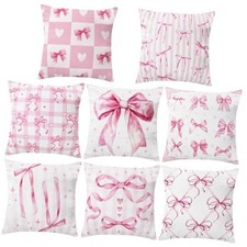 8 Pcs 18x18 Inch Pink Pillow Covers Coquette Pillows Pink Coquette Room Bow
