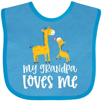 Inktastic Giraffes My Grandpa Loves Me (white) Baby Bib Gifts Creepers Cute Kids