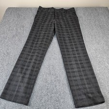 Lee Regular Fit Straight Leg Mid Rise Plaid Pants Black Grey 1MSNKW3 Womens 14M