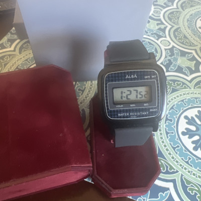 Men s Alba Seiko Digital Watch Y792-4A00 New Old Stock Black With Blue Accent