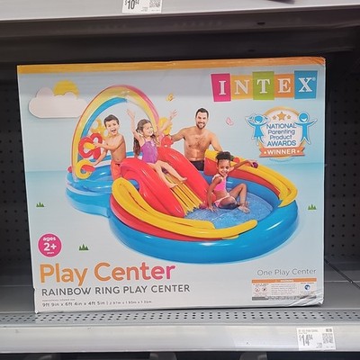 Intex Rainbow Ring Play Center Inflatable Pool 9ft x 6ft x 4ft Ages 2+