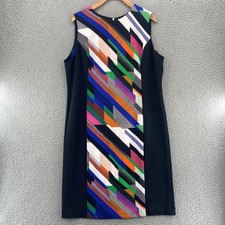 Calvin Klein Dress Womens 14 Multi Abstract Colorblock Sleeveless Sheath Stretch