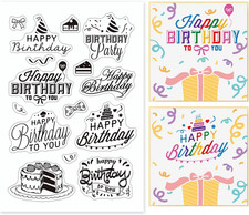 GLOBLELAND Happy Birthday Clear Stamps Silicone Stamp Birthday Blessing Transpar