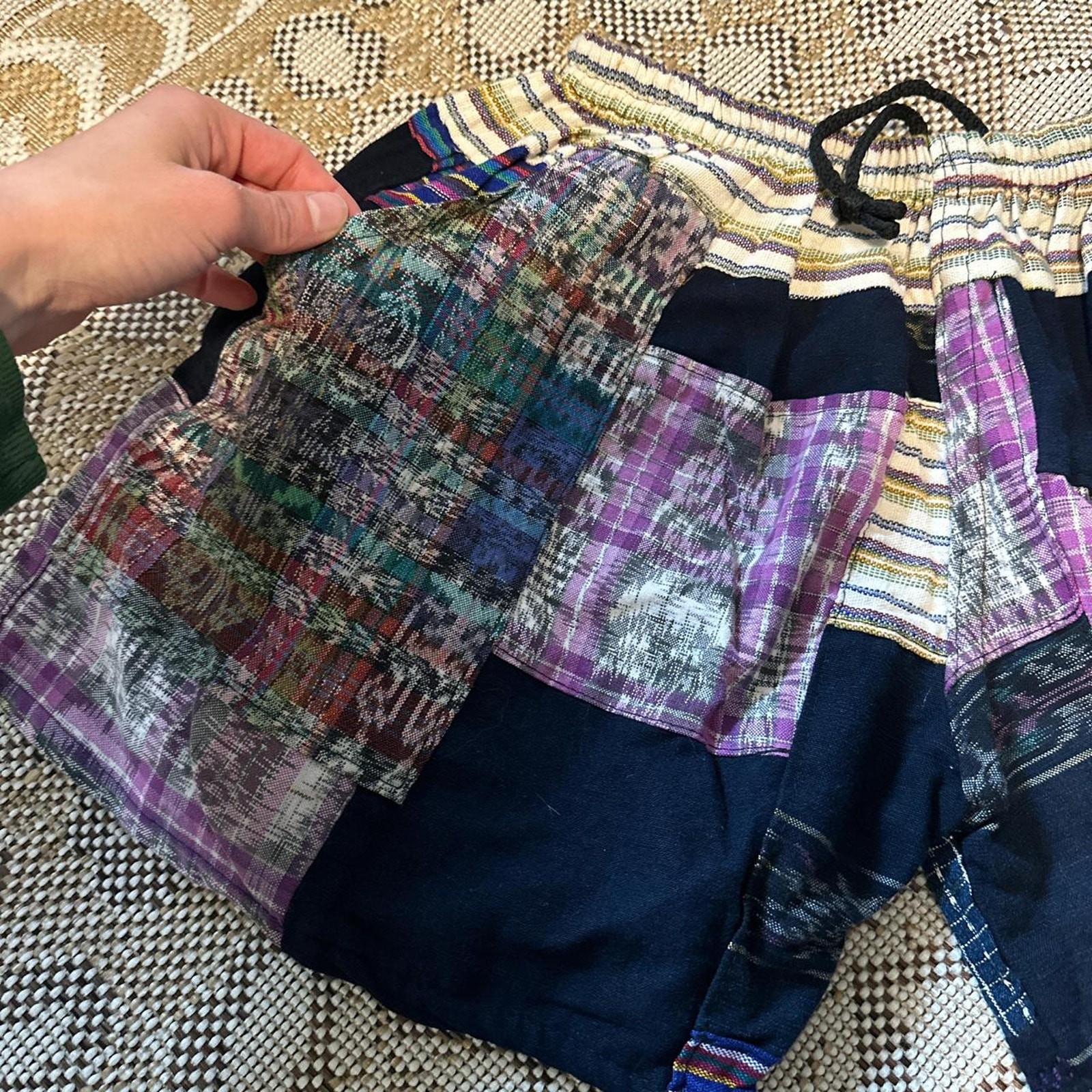 Unique patchwork drawstring shorts, handmade in B… - image 6