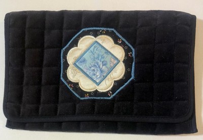 Germaine Monteil gesteppte Kosmetiktasche schwarz Soft Touch Logo Vintage 60er-70er