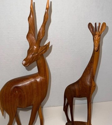 Hand Carved Wood Sculptures Made In Kenya Vintage Herd Africa