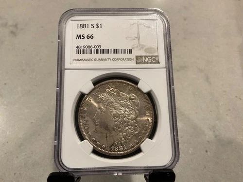1881 S Morgan Silver Dollar NGC MS-66 Toned Reverse Blue