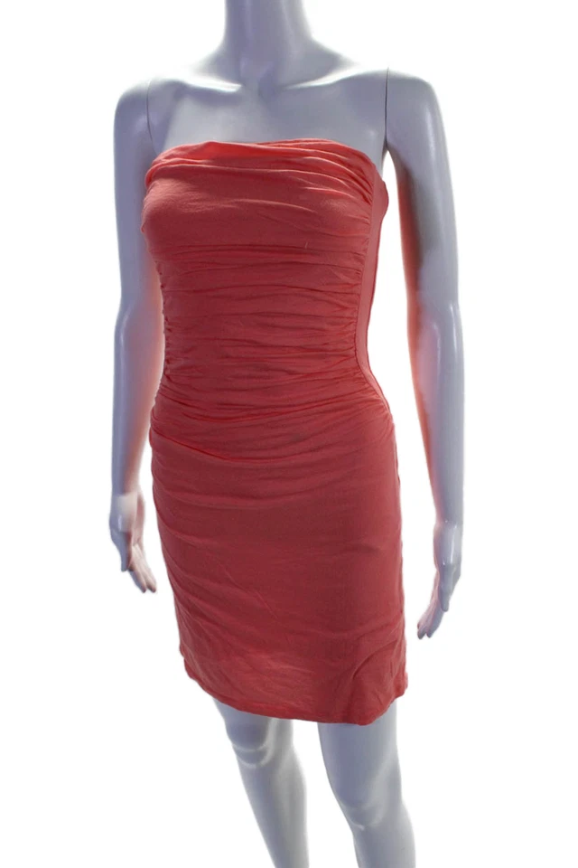Mini Vestido Rosa Terciopelo Para Mujer Elástico Algodón Acanalado Sin Tirantes Bodycon Talla S Foto 2 de 4