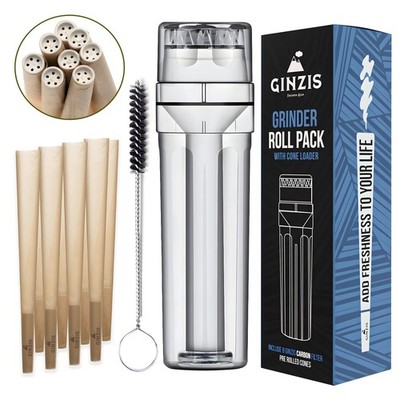 3-In-1 Herb Grinder Cone Loader Roller - Portable and White