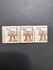 Timbres-poste Liberty Bell 13 centimes 1975 erreur erronée bloc de 3